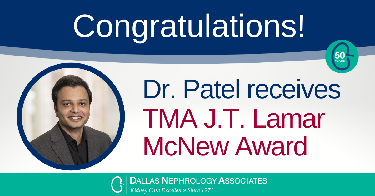 Dr. Patel receives TMA J.T. Lamar McNew Award