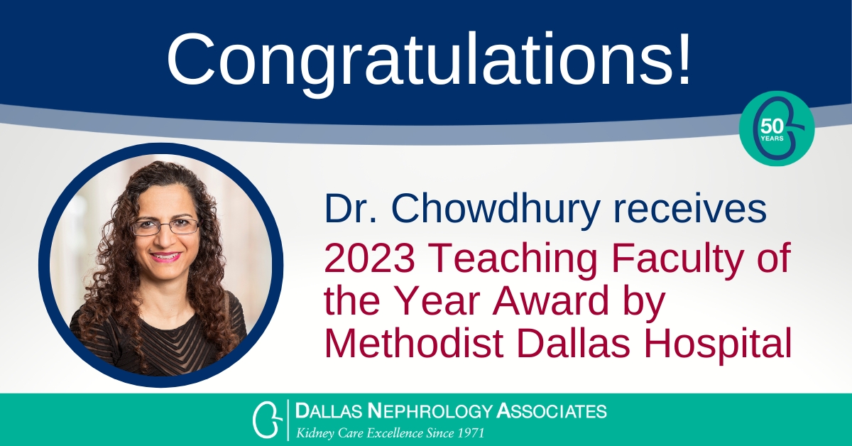 Chowdhury - 2023 teaching faculty of the year, methodist dallas hospital